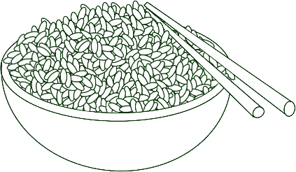 Dibujo de un tazón de arroz con palillos