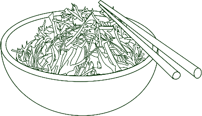 Dibujo de un tazón de ensalada de algas
