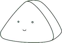 Dibujo de un onigiri triangular sonriente